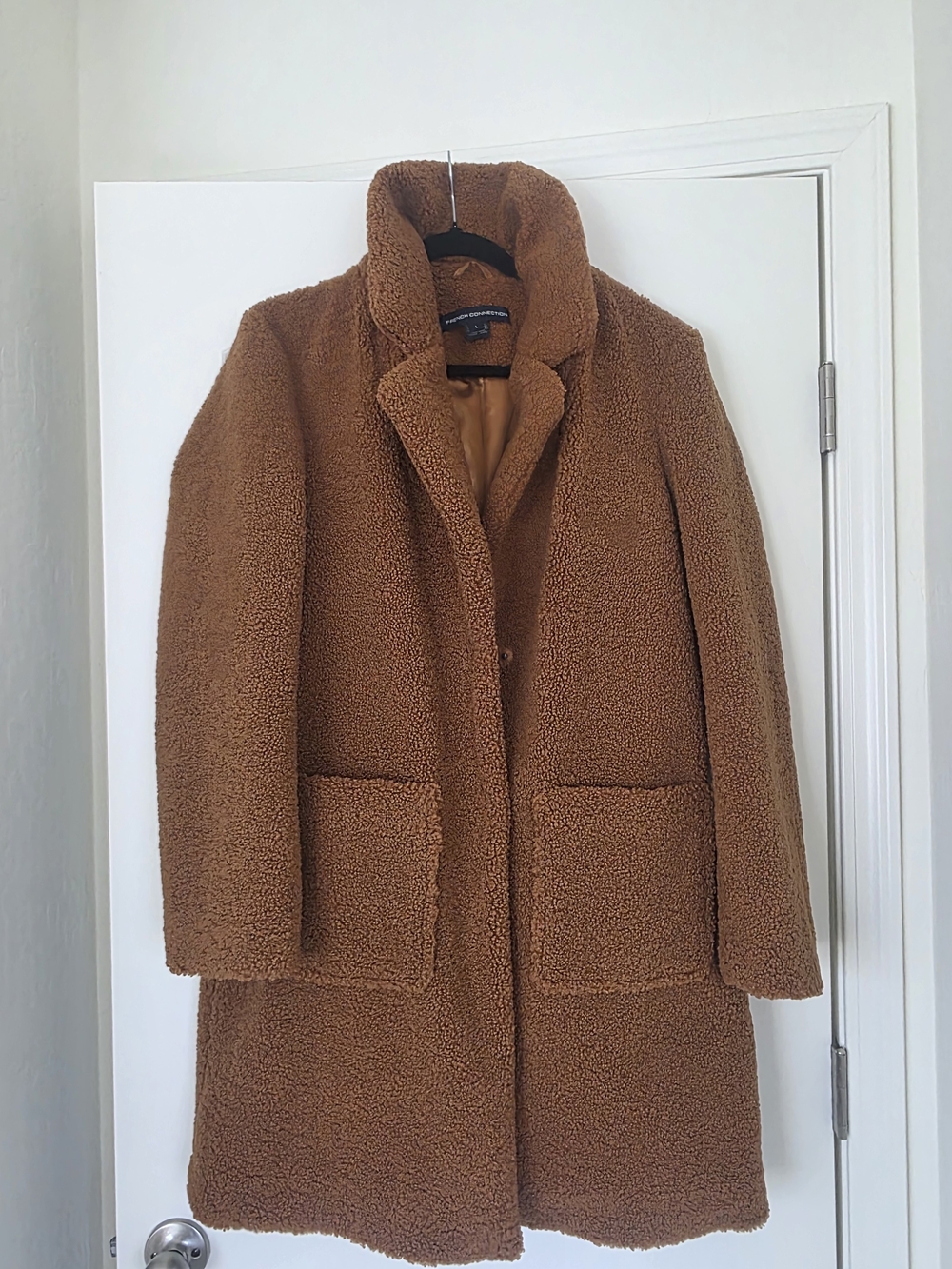 French Connection Teddy Coat in Warm Brown